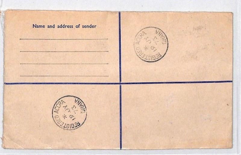 BQ15 Commonwealth Stationery 1973 GHANA Accra Registered Cover Up-rated Airmail