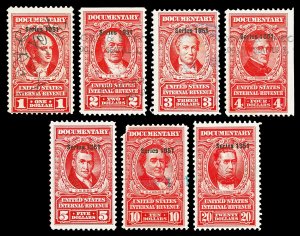 Scott R573-R579 $1.00-$20.00 1951 Red Revenues Used F-VF Cat $25.20
