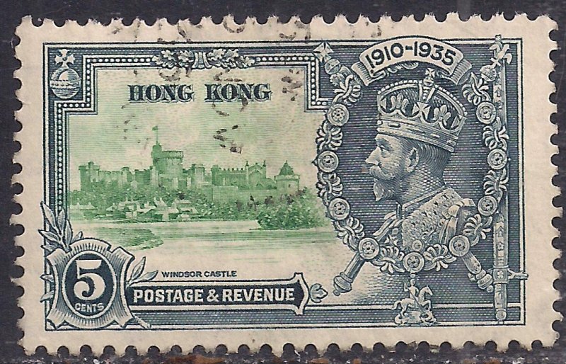 Hong Kong 1935 KGV 5ct Silver Jubilee used SG 134 ( B75 )