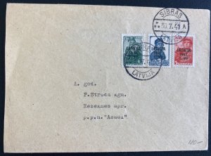 1941 Sibras Latvia German Occupation cover Russian Overprinted Stamps #1N14-16