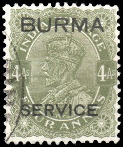 Burma O7 - Used - 4a George V, (ovpt) (1937) (cv $0.45)