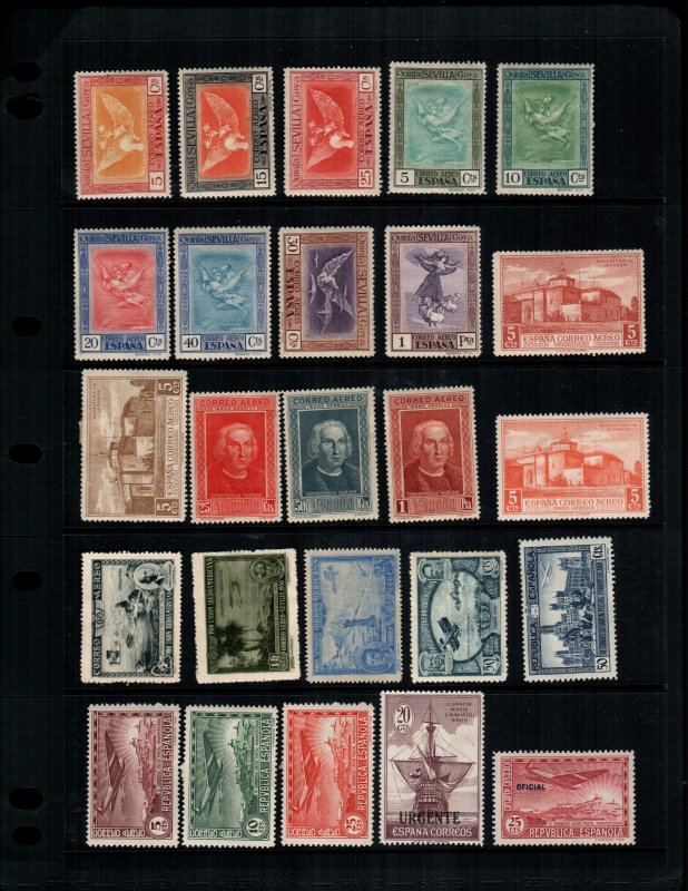 Spain  25 diff mint  hinged and