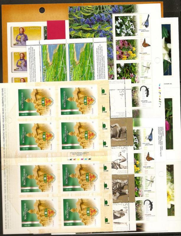 Canada asst. MNH booklet panes face value $85.02 see 2 scans
