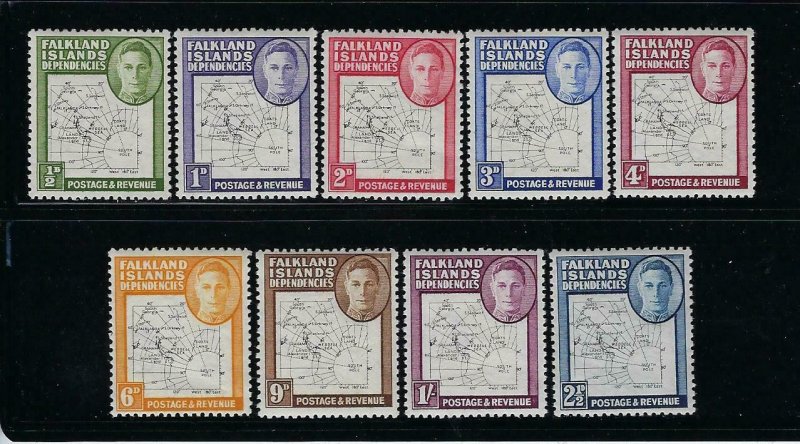 FALKLAND IS. DEPENDENCIES- SCOTT# 1L1-1L8/1L13 1946 (THIN LINES)   MINT XLH /NH