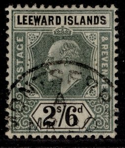 LEEWARD ISLANDS EDVII SG27, 2s 6d green & black, FINE USED. Cat £95. CDS