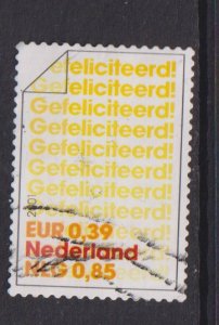 Netherlands  #1081b  used 2001  greetings  gefeliciteert 11 times  39c