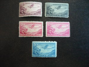 Stamps - Cuba - Scott# C12-C15 - Mint Hinged Set of 5 Air Mail Stamps