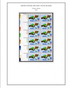 COLOR PRINTED USA AIRMAIL PLATE BLOCKS 1918-2012 STAMP ALBUM PAGES (50 il pages)