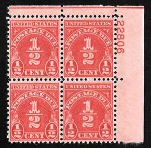 J79 1/2 cent Plate # Block Carmine mint OG NH VF