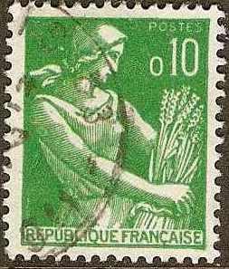 France - # 939 -Used- 1960 - Farm Woman - 10c - SCV-0.20
