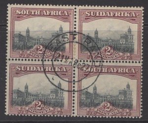 SOUTH AFRICA SG34 1927 2d GREY & MAROON FINE USED BLOCK OF 4(2 PAIRS)