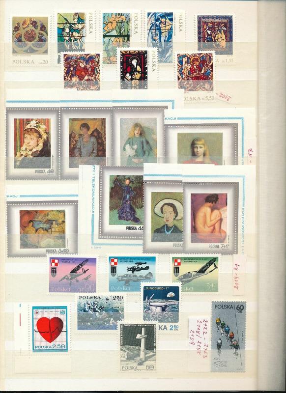 POLAND 1971/2 Art Air MNH(Appx 50 Stamps) (KR 493
