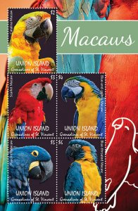 2021/07 - UNION ISLAND  - MACAWS           5V  complet set    MNH ** T