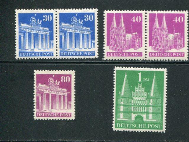 Germany #649a,651a pairs, 655a,658a perf 14 NH  VF