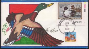 SKAT Hand Painted Combo FDC for the 1989 Federal Duck Stamp