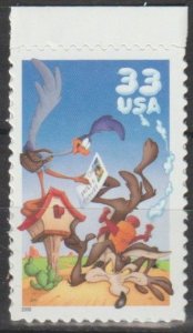 3392a, Single(TC) W/Wave Die Cut. Wile E. Coyote & Road Runner MNH, .33 cent.
