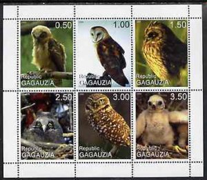 GAGAUZIA - 1999 - Owls - Perf 6v Sheet -Mint Never Hinged-Private Issue