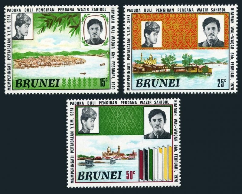 Brunei 168-170, MNH. Michel 162-164. Views of Brunei with Heir Apparent, 1971.