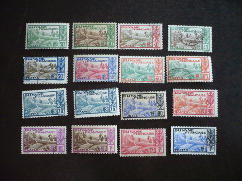 Stamps - French Guiana - Scott#118-135 - Mint Hinged & Used Set of 16 Stamps