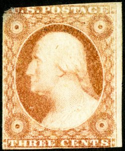 US Stamps # 11 MH Fine Slight thin upper left corner Scott Value $275.00