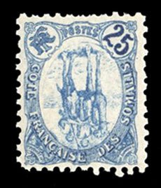 French Colonies, Somali Coast #41var (YT 60b) Cat€75+ (for hinged), 1902 25...