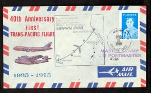 PHILIPPINES 1975 PAN AM 40th Anniv China Clipper MANILA to AGANA GUAM FFC Cover