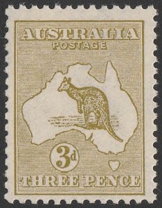 AUSTRALIA 1913 Kangaroo 3d Olive Die I. MNH **. SG 5. ACSC 12A cat $675.