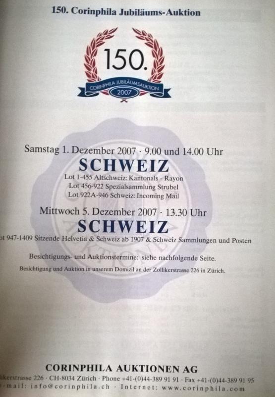 Auction catalogue SCHWEIZ RAYON SITZENDE HELVETIA UNGEZAHNT 1854-62 Strubel