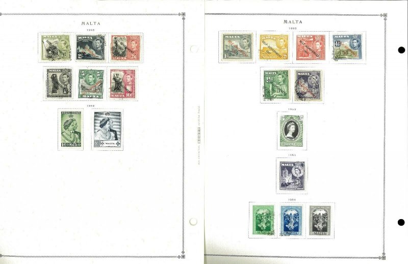 Malta 1943-1999 Mostly Mint w/Some Used Hinged on Scott Int. Pages