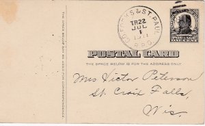 U.S. # UX20  McKinley Postal Card  with RPO Cancel  in 1911,