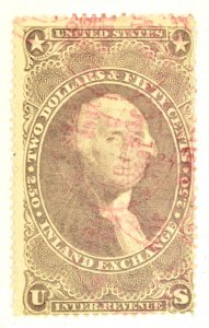 US REVENUE STAMP SCOTT #R84c $2.50 INLAND EXCHANGE WASHINGTON, 1862-71