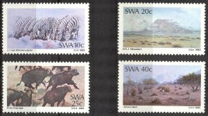 South West Africa SWA 1983 Art Paintings Landscapes Animals Zebras Set of 4 MNH