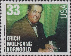 US 3344 Hollywood Composer Erich Wolfgang Korngold 33c single (1 stamp) MNH 1999 