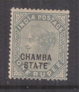 CHAMBA, INDIA, 1887 QV 1r. Slate, lhm.