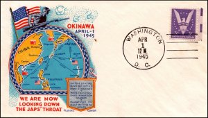 1 Apr 1945 Staehle Multicolor WII Patriotic Okinawa Initial Landing Unaddressed