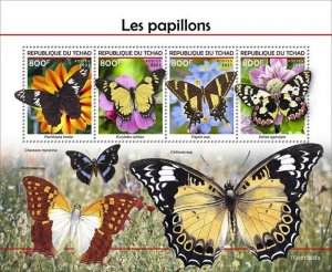 Chad - 2021 Butterflies, Crimson Rose, Wood White - 4 Stamp Sheet - TCH210607a