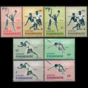 RWANDA 1964 - Scott# 76-83 Olympics 10-40c NH