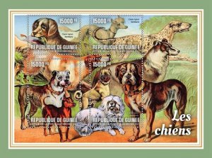 Guinea - 2021 Domestic Dogs on Stamps - 4 Stamp Sheet - GU210325a