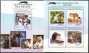 Guinea 2014 Wild Cats Snow Leopards Sheet + S/S MNH