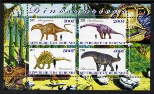 BURUNDI - 2011 - Dinosaurs - Perf 4v Sheet #3 - Mint Never Hinged