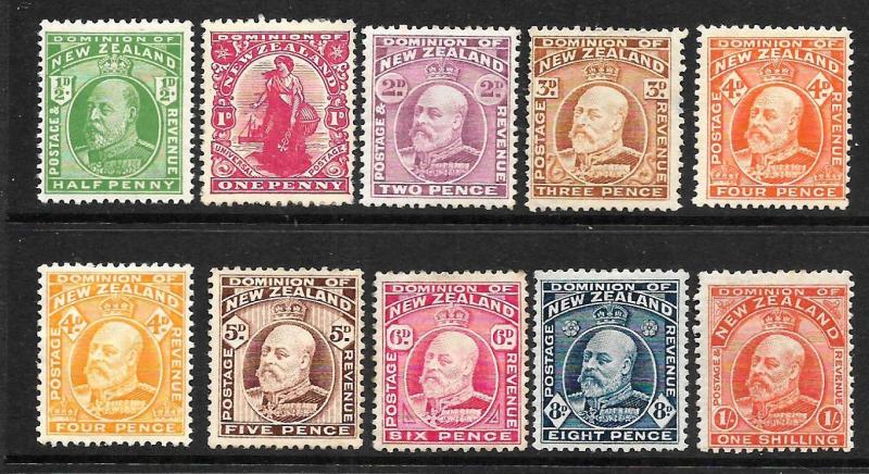 NEW ZEALAND 1909-12  KEVII  SET 10   MLH     