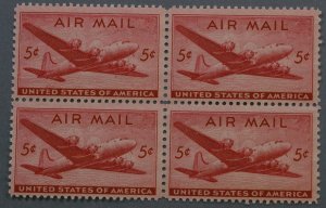United States #C32 5 Cent Airmail Block of Four MNH