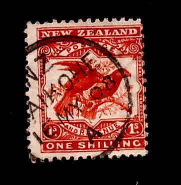 New Zealand Scott 128 Used 1907 Small die Parrot bird stamp CV$35