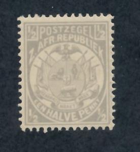 Transvaal 1885  Scott 123 MH - 1/2p, Coat of Arms 