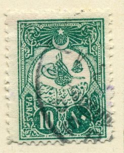 TURKEY;  1908 early Type I issue PERF 12 fine used 10pa. value