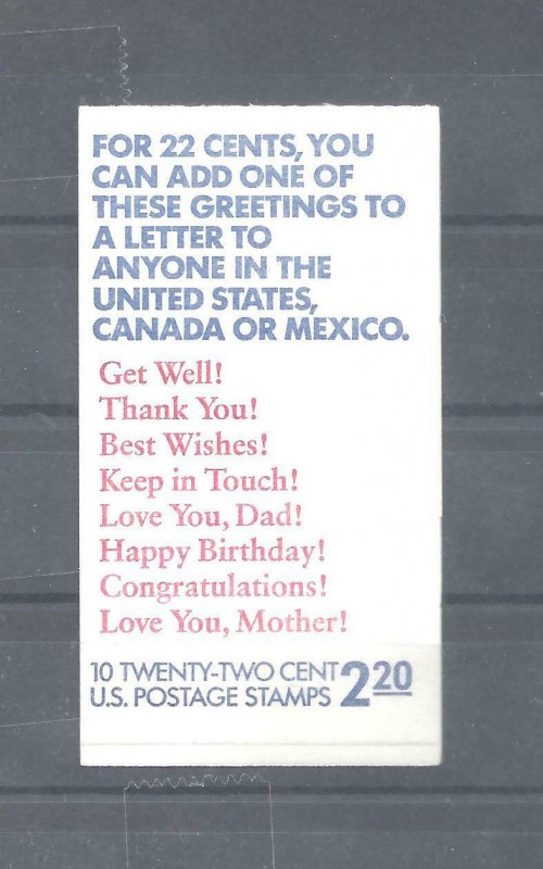 #BK155, 22c Get Well, Thank You, etc., complete $2.20 booklet⭐⭐⭐⭐⭐⭐