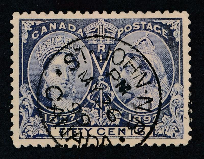 CANADA #60 USED F-VF 50c ULTRA. NICE S.O.N. ST JOHN CDS CANCEL