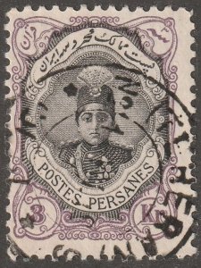 Persia, Middle East, stamp, scott#495, used, hinged, 3kr, Tall