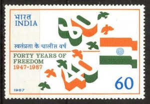 India 1987 40 years of Freedom Flags MNH