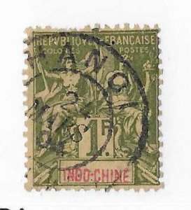 Indochina Sc #20 1Fr  used with Hanoi CDS VF